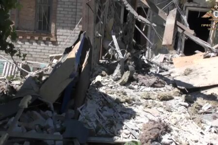 Последствия обстрела Куйбышевского района Донецка