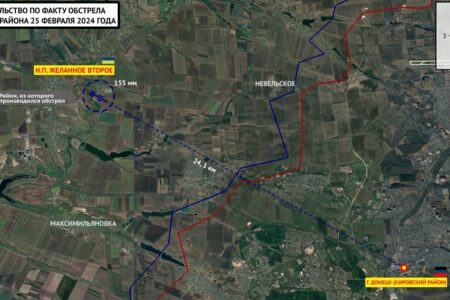 Фиксация последствий обстрела Кировского района Донецка в 11:50 25.02.2024